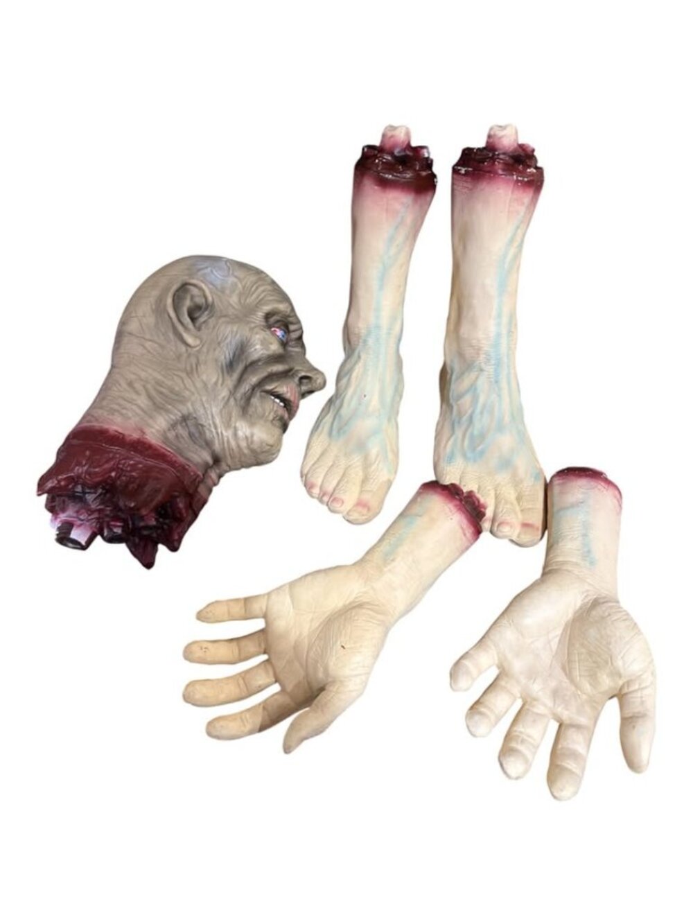 Seasons Halloween Props 12" Hanging Vinyl Head 2 Plastic Right Feet 2 Left Hands